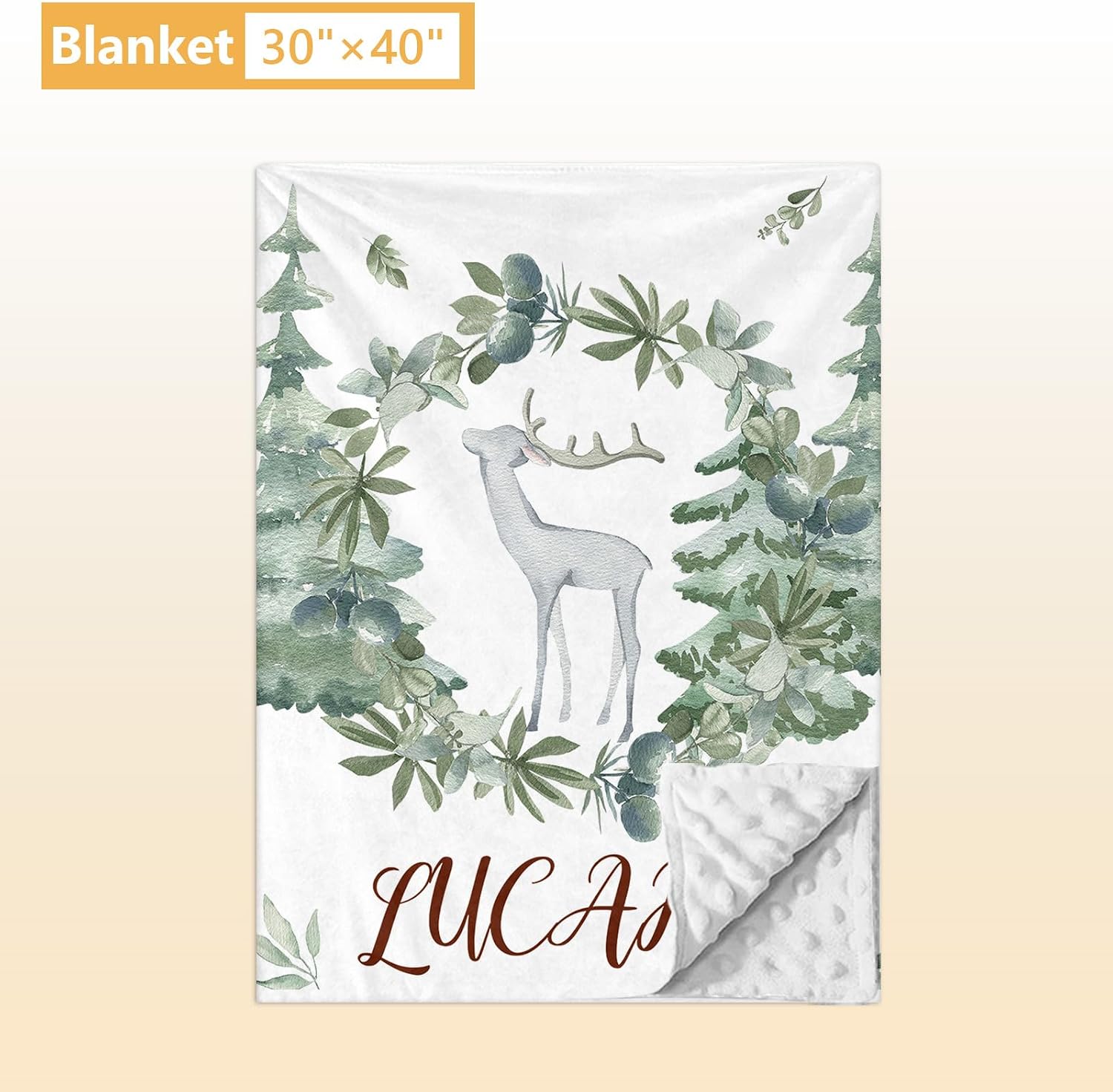 Terwex Personalized Baby Bedding Set - 5 Pcs Custom Toddlers Bedding Set with Infant Name - Soft Double Layer Nursery Crib Set for Girls Boys - Customized Infant Gifts for Baby Shower - Forest Deer