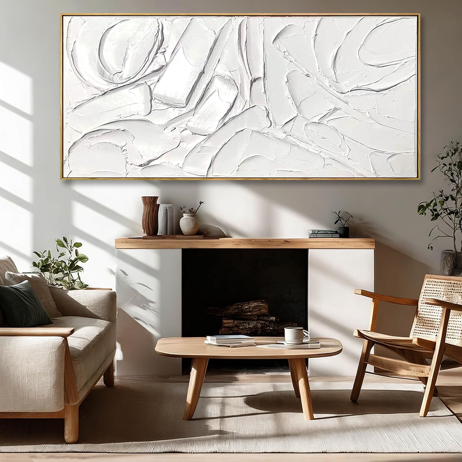 XIANSHOU Simple Hand Painted Wall Decor Abstract Canvas Paintings Modern Hanging Art 40'x86' Large Pictures for Living Room Bedroom