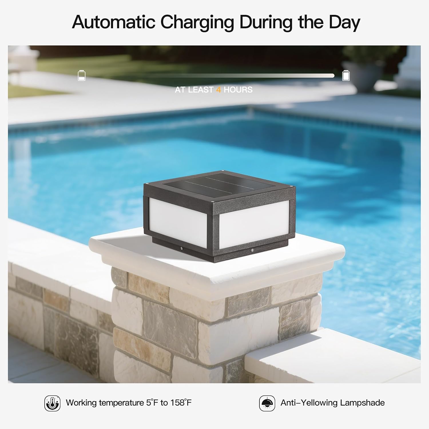 MVBT Large Solar Post Lights Outdoor, Square Solar Pillar Lights 12x12, Solar Power Column Light Waterproof, Modern Post Lamps Outdoor, Dusk to Dawn Lantern Column Lamp for Driveway Entrance Pillars