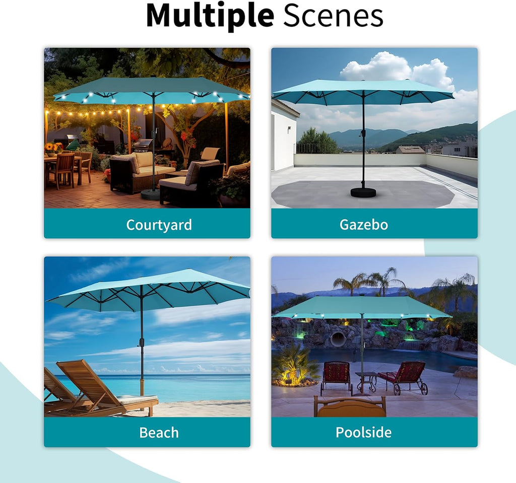 GDY 13FT Rectangular Patio Umbrella Ultimate Sun Protection & Easy Crank for Deck, Garden, Pool, Beach