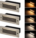 LEONLITE Update 5CCT LED Step Lights 120-277V, Dimmable 4.5W 300LM Anti-Glare LED Deck Steps Stair Lights Outdoor, 1800K2700K3000K4000K5000K, CRI 90, ETL, IP65 Waterproof, Satin Nickel, Pack of 3