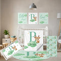 Terwex Personalized Crib Bedding Set, 5 Pcs Custom Nursery Bedding Sets with Name, Infant Bedding Set for Baby Girl Boy, Green Deer Double Layer Baby Crib Set, Toddlers Babies Kids Customized Gifts