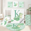 KAINSY Custom Crib Bedding Set, 5 Pcs Personalized Name Monogram Baby Crib Sets for Infants Toddlers, Green Alligator Nursery Bedding Set for Boys Girls, Soft Baby Bedding Sets Customized Gifts