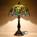 Tiffany Lamp Touch Control Table Lamp Brown Yellow Stained Glass Desk Lamp 12X12X19 Inches Dragonfly Style Reading Light