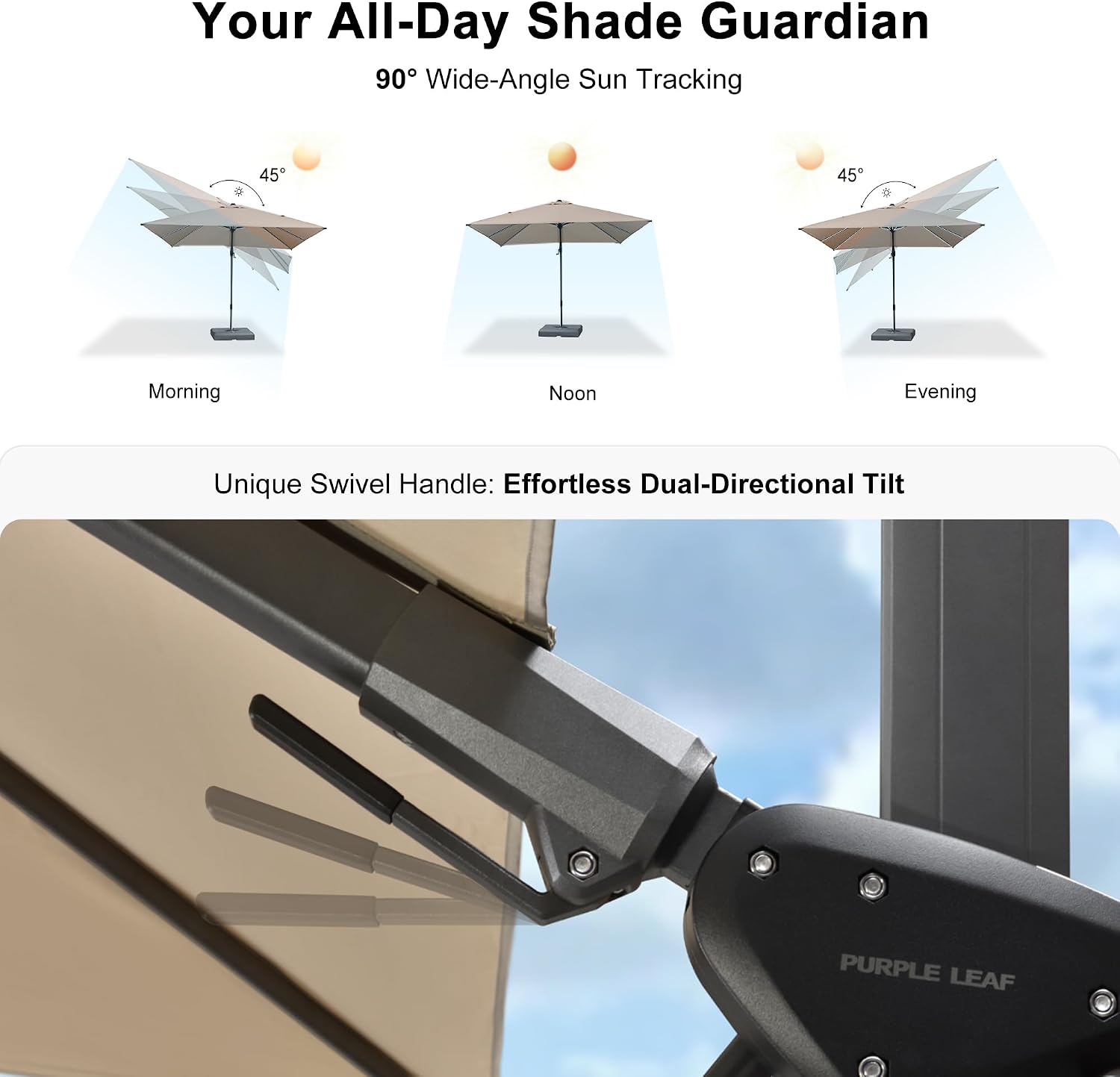PURPLE LEAF 9' X 12' Left-right Tilt Patio Umbrella Outdoor Cantilever Swivel Rectangle Umbrella with Tilt Aluminum Offset Umbrella with 360-degree Rotation for Garden Deck Pool Patio Beige
