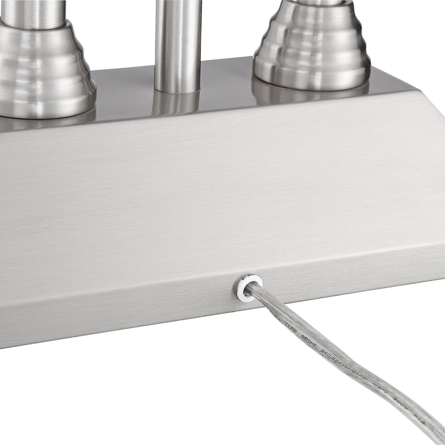 Possini Euro Design Dexter 26' High Modern Table Lamp with USB Charging Ports A+C and AC Power Outlet in Base Brushed Nickel LED Reading Light White Linen Shade Bedroom Living Room House Desk