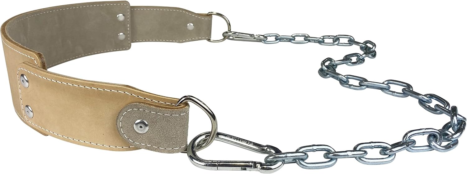 Heavy-Duty Leather Dip Belt with Steel Chain - Ultimate Accessory for Weighted Pullups, Dips, and Progressive Overload