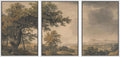 MUDECOR Framed Wall Art Print Set Vintage Landscape Rustic Tree and Mountain View Illustrations Decorative Colorful for Living Room, Bedroom, Office - 16'x24'x3 White