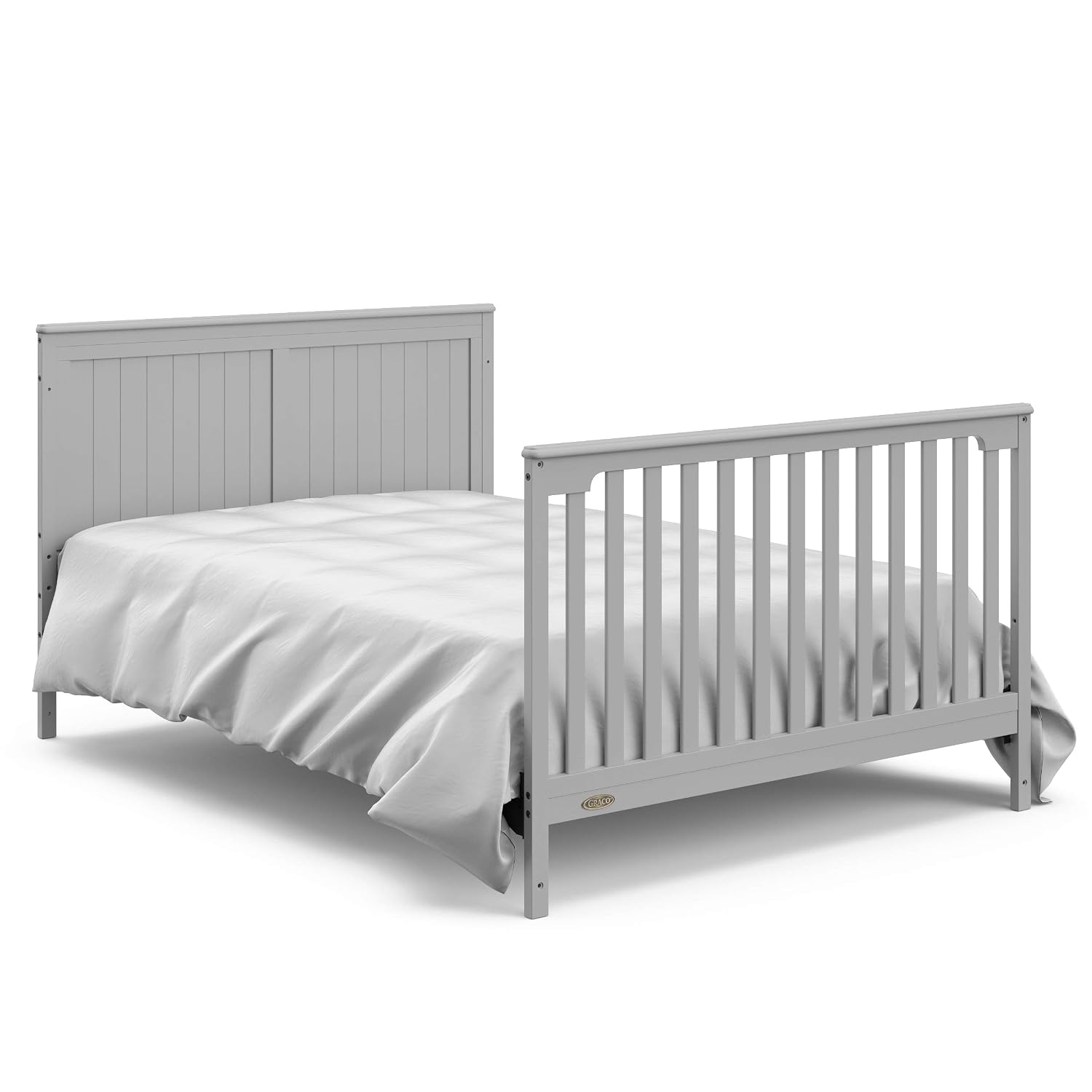 Graco Hadley 5-in-1 Convertible Crib with Drawer – GREENGUARD Gold Certified, Fits Standard Crib Mattress, Converts to Toddler Bed, Daybed and Full Bed, 4 Adjustable Mattress Heights (Pebble Gray)