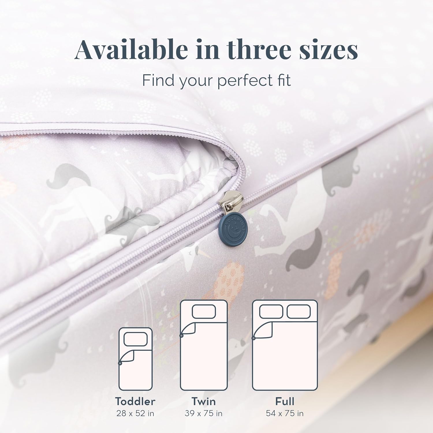 Beddy's Fairytale Unicorn Durable Zipper Bedding for Kids - Bed in a Bag - Purple Sheets & Comforter with Unicorns - Includes Pillowcase and Sham - Easy to Make & Wash - Twin
