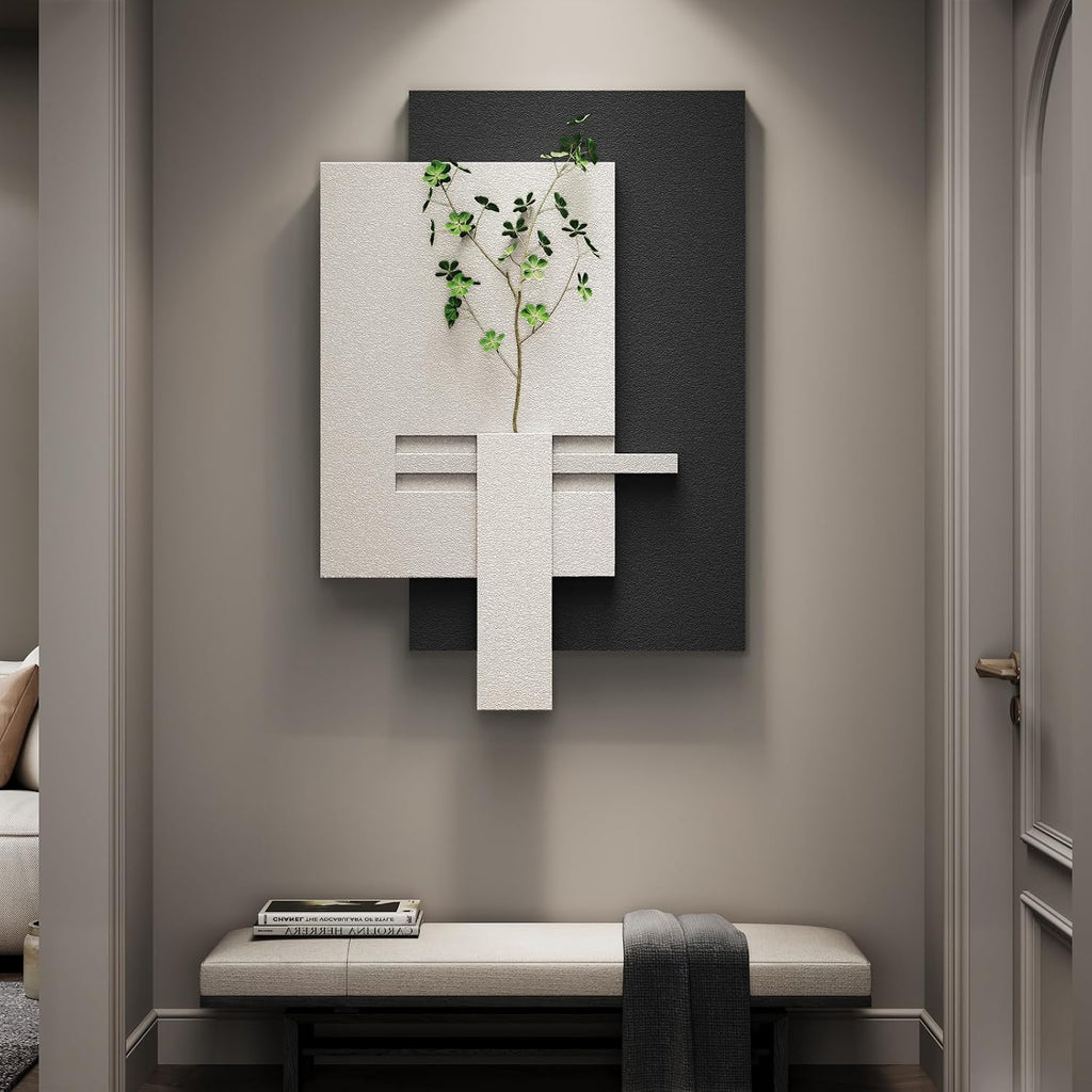 Cuspin Large 3D Textured Black and White Wall Art for Living Room, Abstract Minimalist artwork for wallss, Modern Netural Vertical Paintings Wall Decor for Bedroom Dining Room Hallway Office
