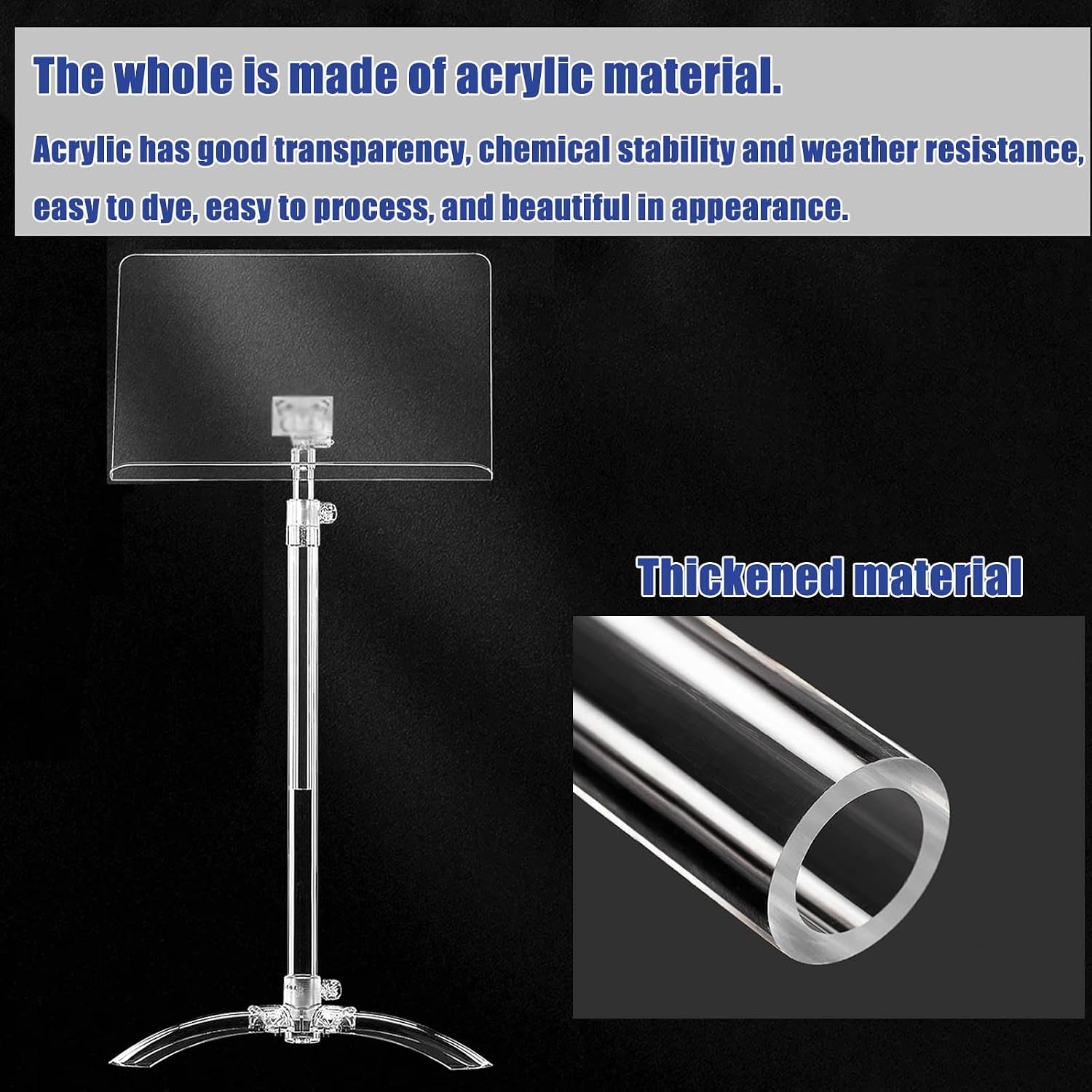 Portable Violin Music Stand Adjustable Acrylic Sheet Music Stand for Guitar Players High Transparency & Stability Height Adjustable 91 141cm Service Menu Counter Stand