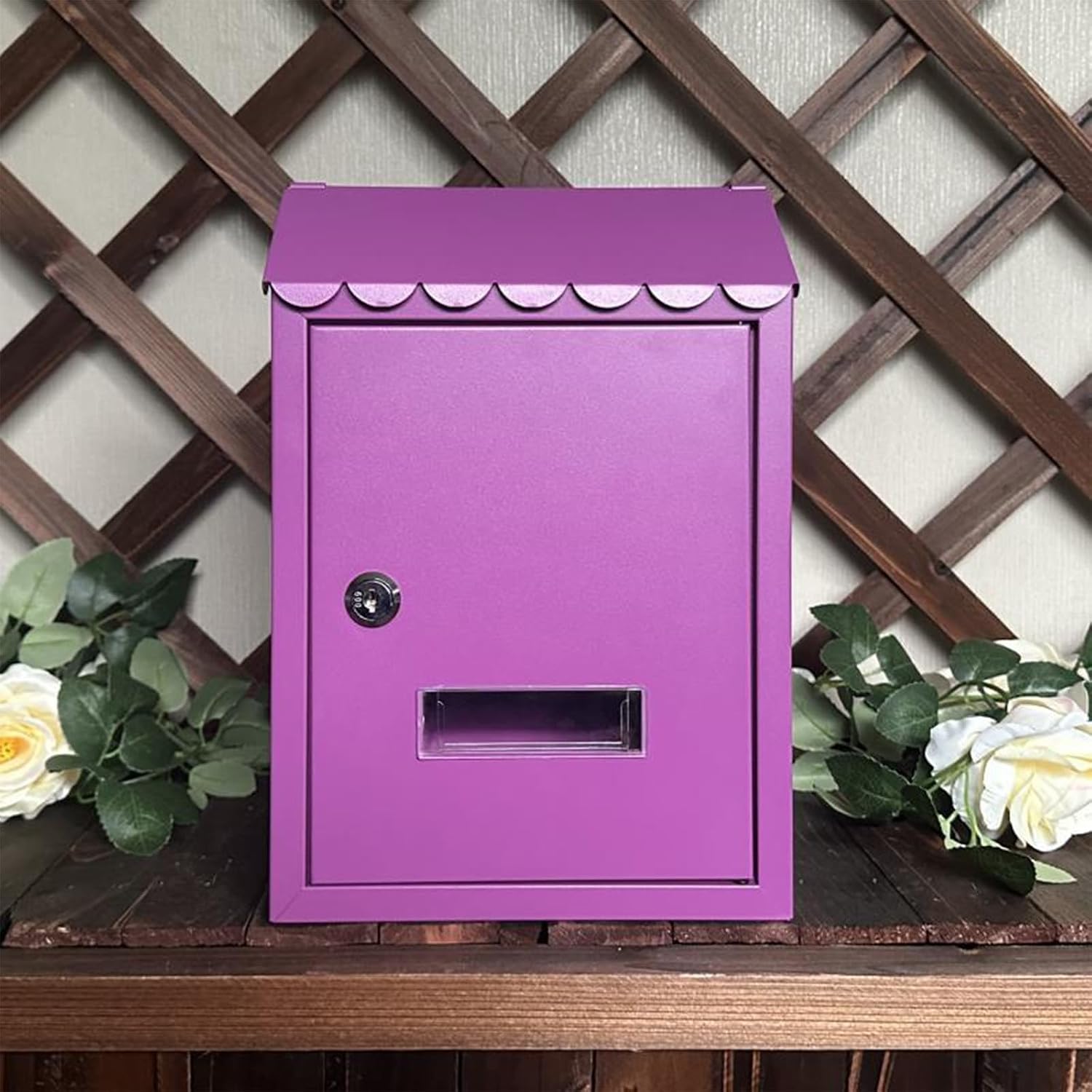 Wall Mount Mailbox Metal Mailbox, Mailboxes, Locking Mailbox, Wall Mount with Lock Mailboxes Hanging Post Box for Key Office Outdoor Garden