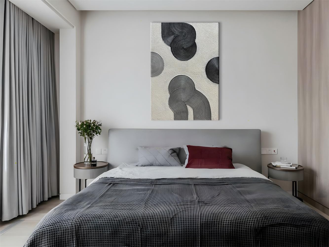 Slyart Grey and Black Abstract Textured Wall Art, Hand-Painted 3D Oil Paintings on Canvas Wall Art 40x28 inch Contemporary Art
