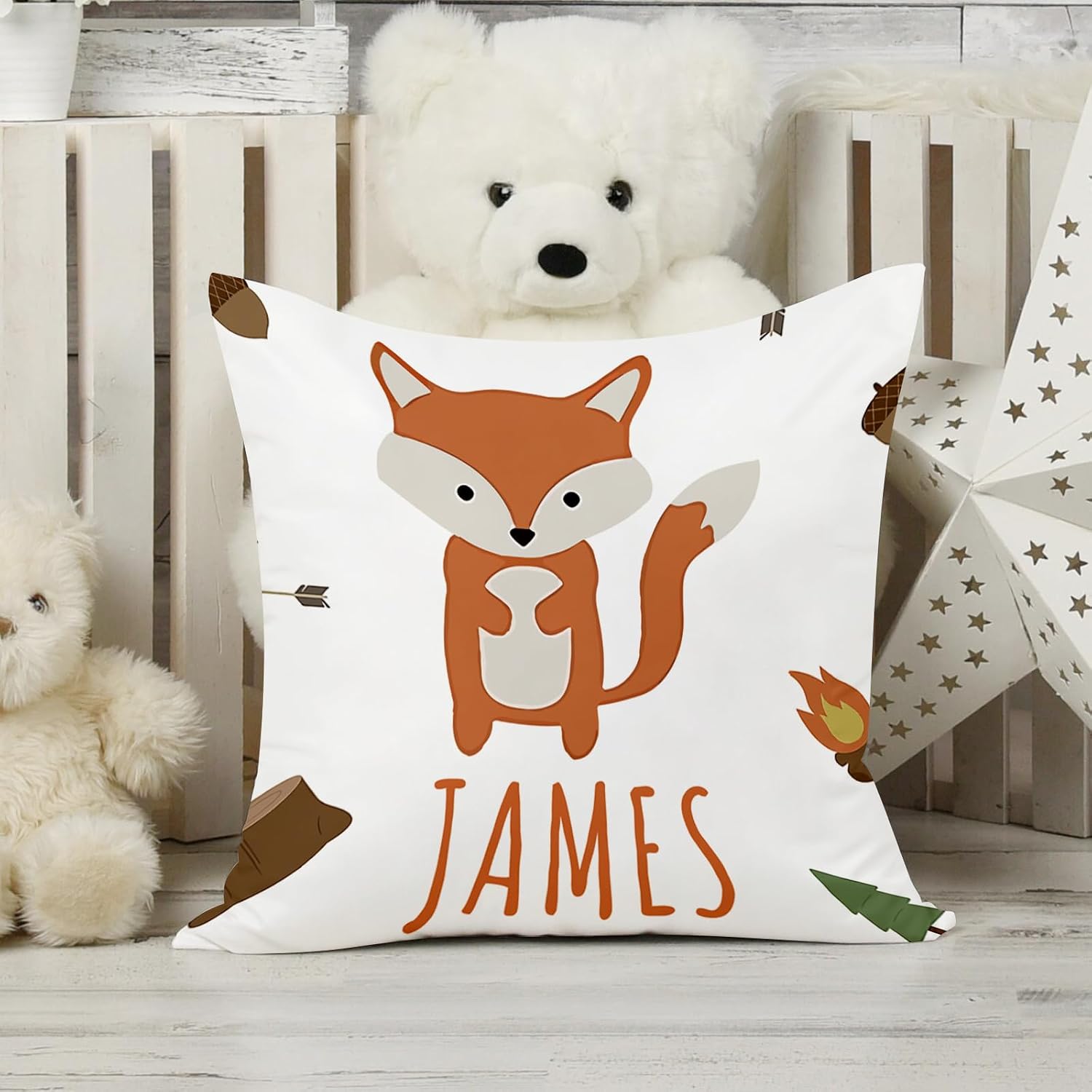 Custom Baby Crib Bedding Set - 5 Piece Nursery Crib Set Woodland Animals Design - Personalized Name Blanket with Dotted Backing, Crib Sheet, Changing Pad Cover, Pillow Cover, Rug for Newborns Color09