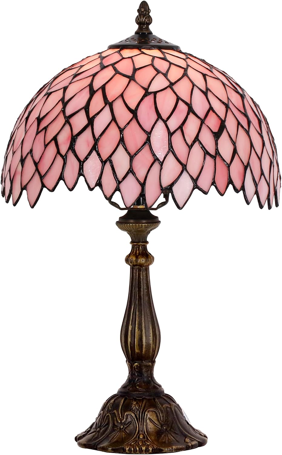 Tiffany Lamp Touch Control Table Lamp Pink Stained Glass Desk Lamp 12X12X19 Inches Wisteria Style Reading Light