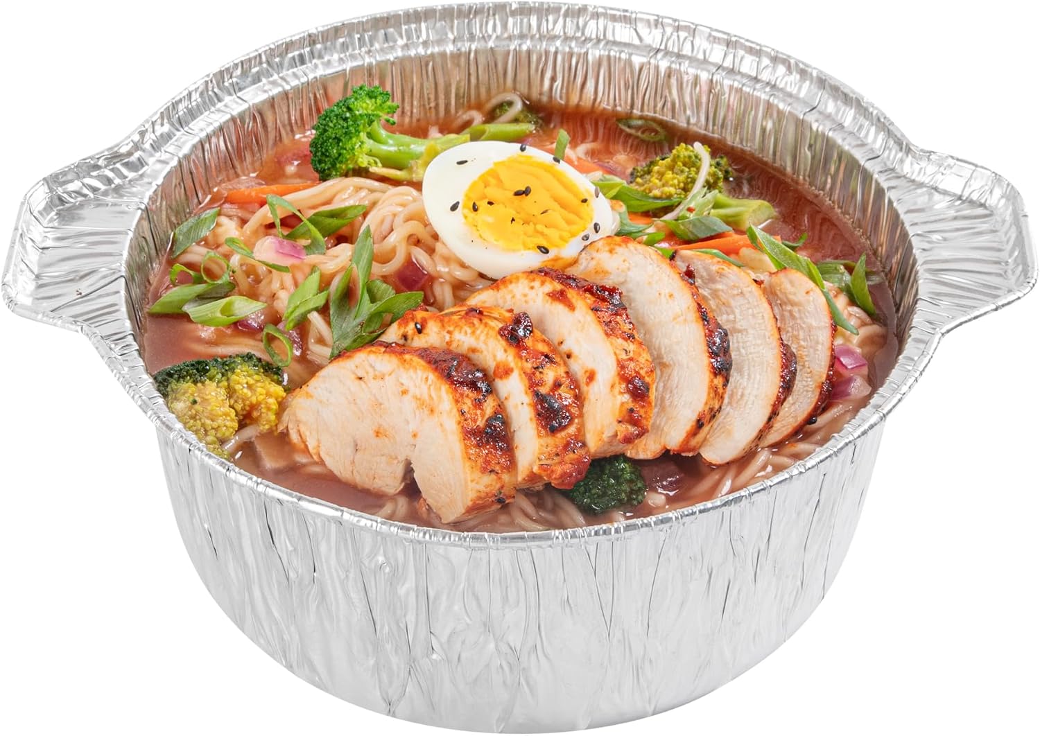 Foil Lux 60 Ounce Pans And Lids, 100 Disposable Pots With Lids - Oven-Ready, Stove Compatible, Aluminum Foil Baking Pans, Freezable, For Outdoor Camping, Vacation, Picnic, And More - Restaurantware