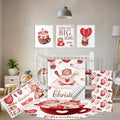 Terwex Custom Crib Bedding Set, 5 Pcs Personalized Name Nursery Bedding Set with Double Layer Flannel Blanket, Heart & Bear Baby Crib Set for Girls Boys, Customized Gifts for Infants Babies Toddlers