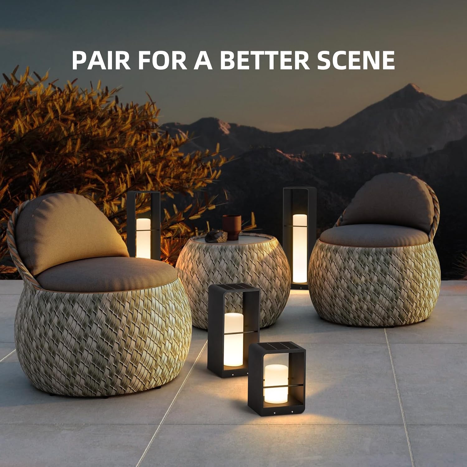 Outdoor Lights for Patio, IP65 Solar Lanterns Outdoor Waterproof, 3000K LED Path Lights, Outside Floor Lamp Solar Powered, Dusk to Dawn Landscape Lighting for Deck Garden Yard Backyard Porch