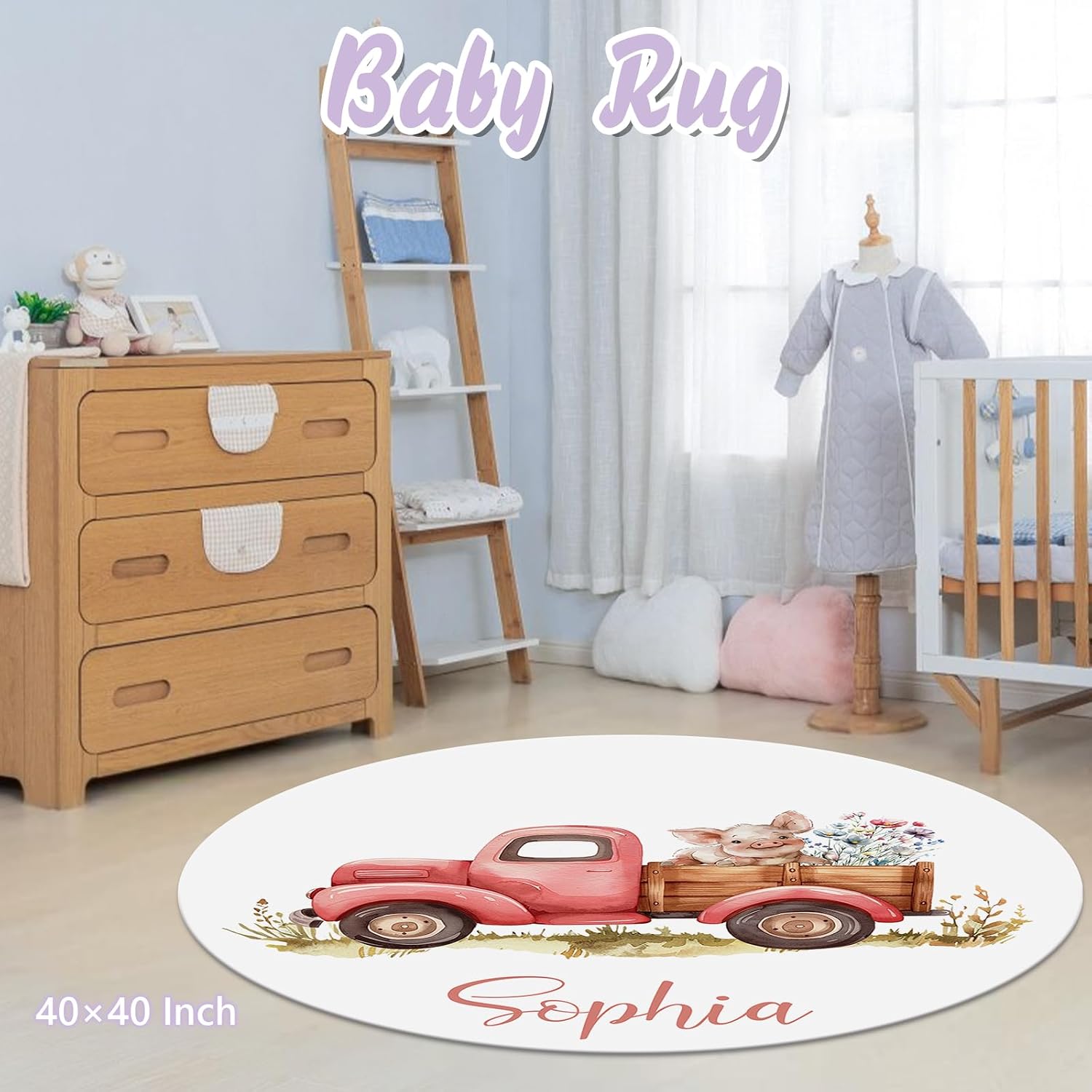 Personalized Baby Crib Bedding Set, 5 Pcs Custom Name Nursery Bedding Set for Girls Boys, Cute Farm Animals Baby Crib Set for Toddlers Infants, Double Layer Bedding Crib Sets Customized Gifts