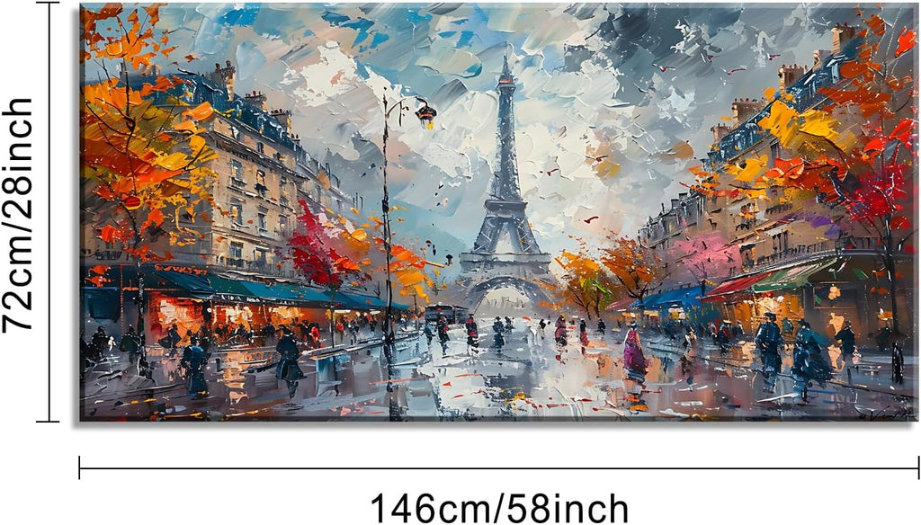 Piy Painting Eiffel Tower in Paris French Landscape Street View Wall Art Decor Artwork for Bedroom (30x60 Inches)