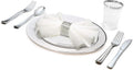 ' OCCASIONS ' 1080 pcs/120 Guest-Full Tableware Set-Wedding Disposable Plastic Plates, Silverware, Silver Rimmed Tumblers & Linen Feel Napkins w/napkin Rings(Combo C, White & Silver Rim)