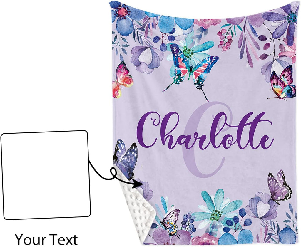 TOOTANN Custom Baby Crib Bedding Set, 5 Pcs Personalized Name Baby Crib Sheets for Kid Toddler Infant, Light Purple Background with Butterflies Nursery Bedding Set