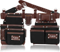 FUERI Nylon Tool Belt Bags Pouches Heavy Duty for Men Construction Carpenter Electrician Framer Work Black & Brown