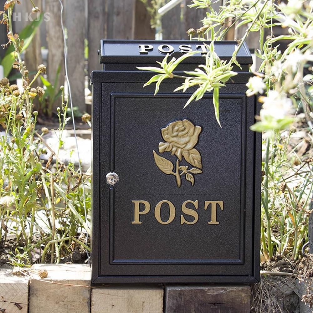 Wall Mount Mailbox, Retro Aluminum Metal Drop Box, Mail Box with Key Lock, Lockable Post Mail Box for Envelope, Home, Office Business, Decor