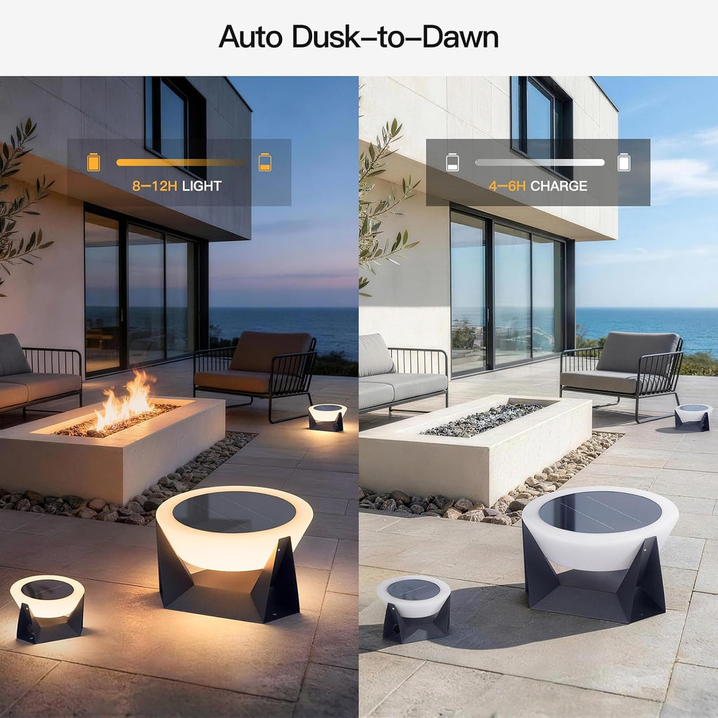MVBT Large Solar Lantern, 3000K Outdoor Floor Lamp, Solar Outdoor Lights Waterproof, Dusk to Dawn Floor Lamps for Porch, Round Garden Floor Lanterns, Metal LED Patio Light for Yard Deck Pool Outside