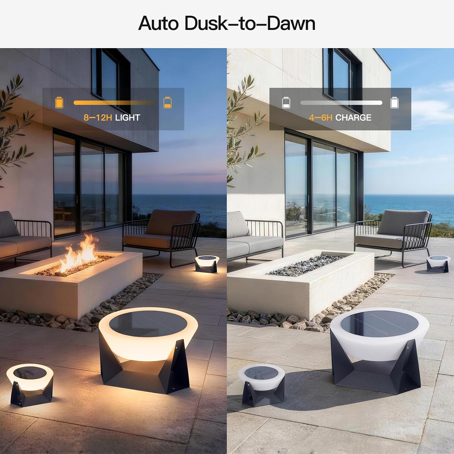 MVBT Large Solar Lantern, 3000K Outdoor Floor Lamp, Solar Outdoor Lights Waterproof, Dusk to Dawn Floor Lamps for Porch, Round Garden Floor Lanterns, Metal LED Patio Light for Yard Deck Pool Outside