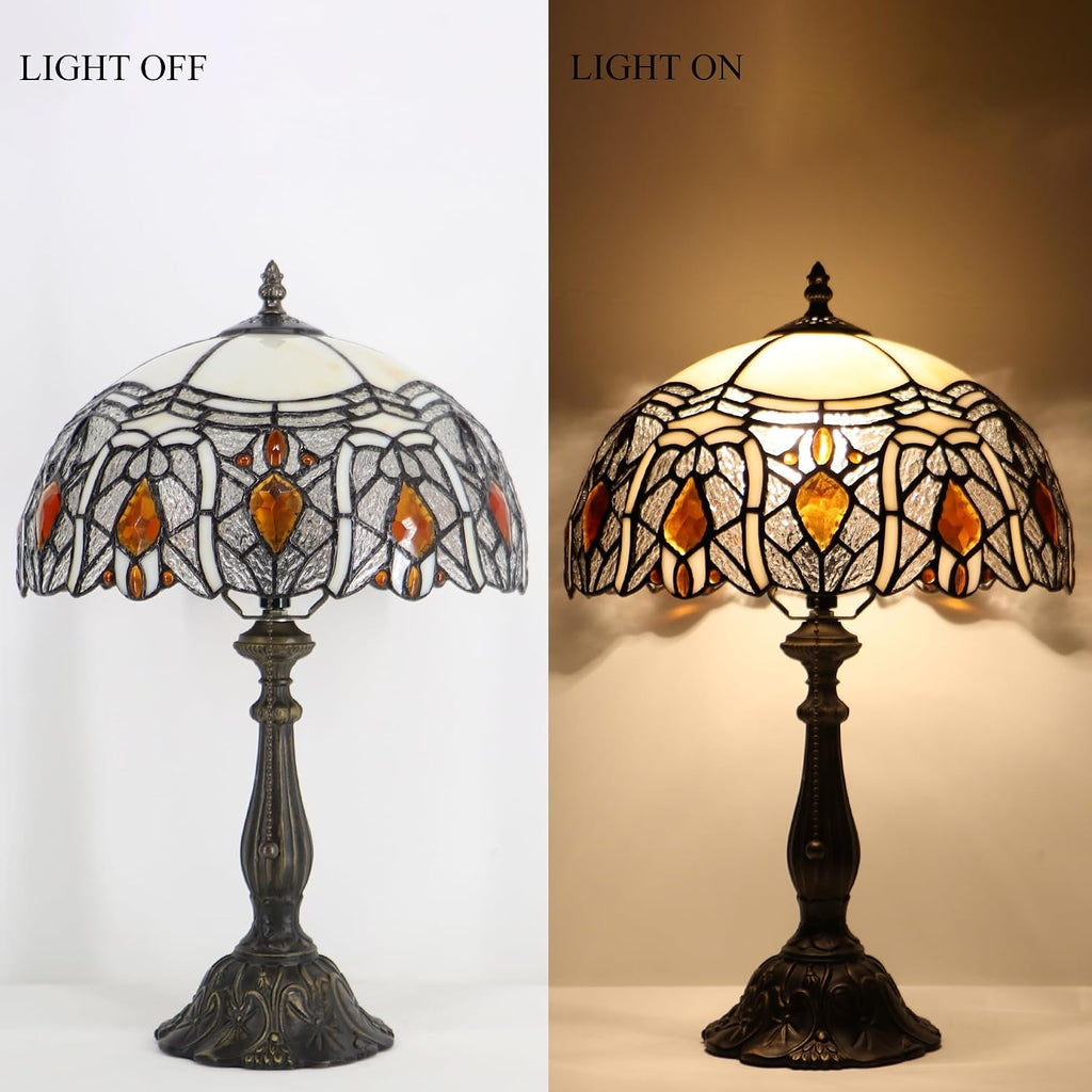Tiffany Style Lamp Stained Glass Table Lamp Memory Sympathy Desk Reading Light 12X19 Inch (Crystal Style)
