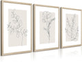 Neutral Botanical Prints Wall Art Flower Minimalist Canvas Wall Decor Vintage Line Wall Art Floral Plant Painting Pictures Beige Boho Artwork Farmhouse Poster for Bedroom 24x36x3 Inch Wood Framed