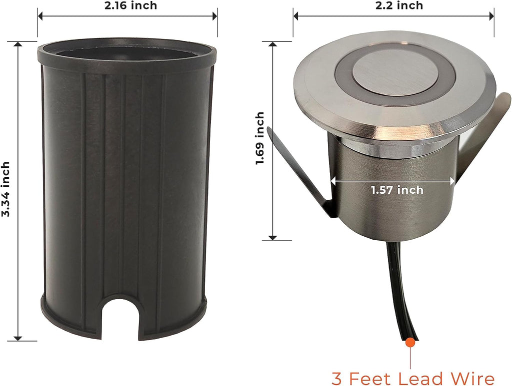 LUMENGY LED In-Ground Paver and Deck Light with Patented Ring Light Effect, 1W, 12V Low Voltage, IP67 Waterproof, for Decks, Driveways, Patios, Steps and Paver Surfaces, Stainless Steel Finish, 6-Pack