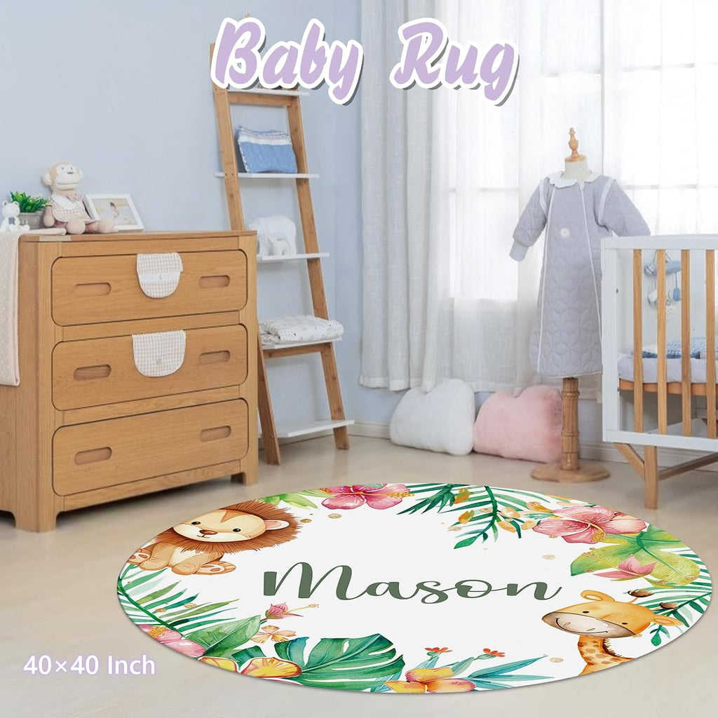 Custom Baby Crib Bedding Set, 5 PCS Personalized Name Baby Crib Sets for Girls Boys, Forest Animals Theme Nursery Bedding Sets for Infant Toddler, Double Layer Flannel Bed Set Customized Gifts
