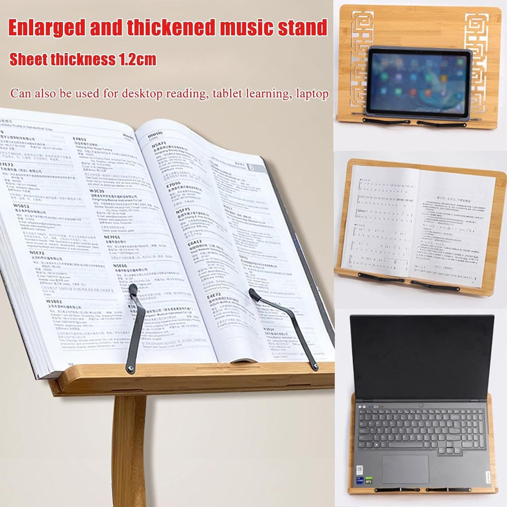 WORDFUN Bamboo Sheet Music Stand, Guitar Violin Music Stand, Traditional Wooden Artisanship, Super Sturdy Music Book Stand, Music Sheet Stand for Instrumental Performance & Band