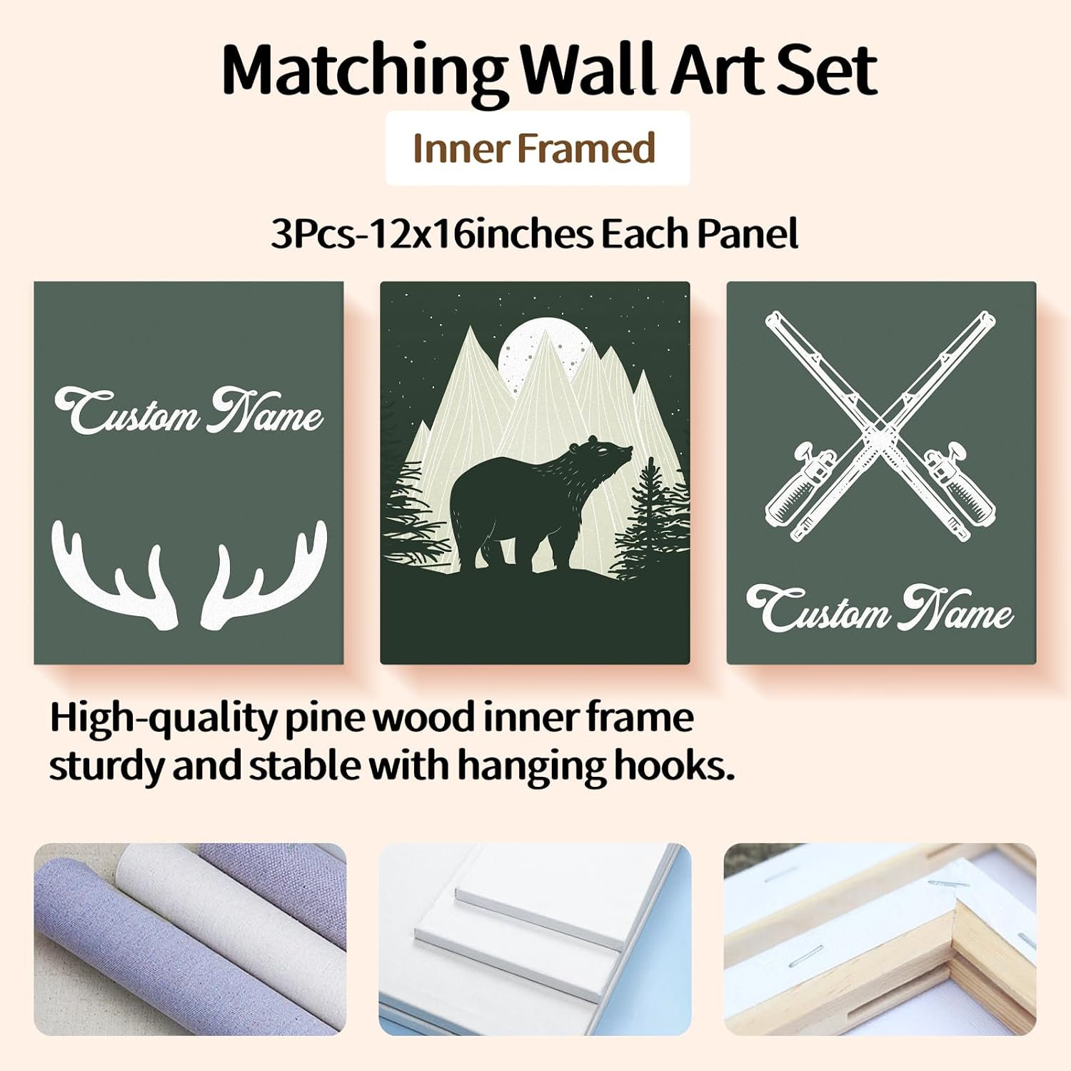 Personalized Baby Crib Bedding Set, Custom Name Nursery Bedding, Polar Bear 5 Pcs Baby Bedding Set for Girl Boy, Double Layer Crib Set, Custom Gifts(Fixed Size)