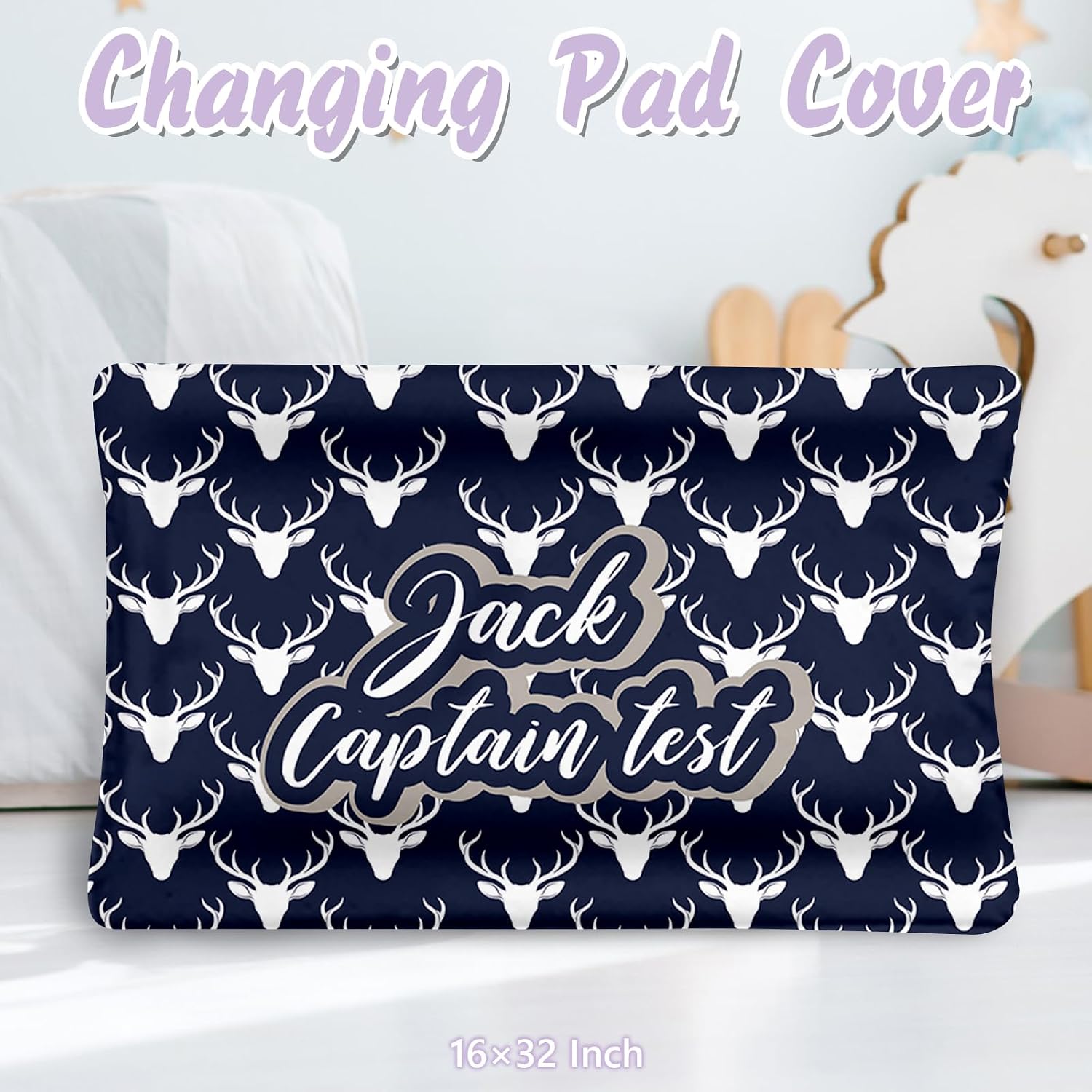 Personalized Baby Crib Bedding Set, 5 Pcs Custom Name Nursery Bedding Set for Girls Boys, Blue Woodland Deer Baby Crib Set for Toddlers Infants, Double Layer Bedding Crib Sets Customized Gifts