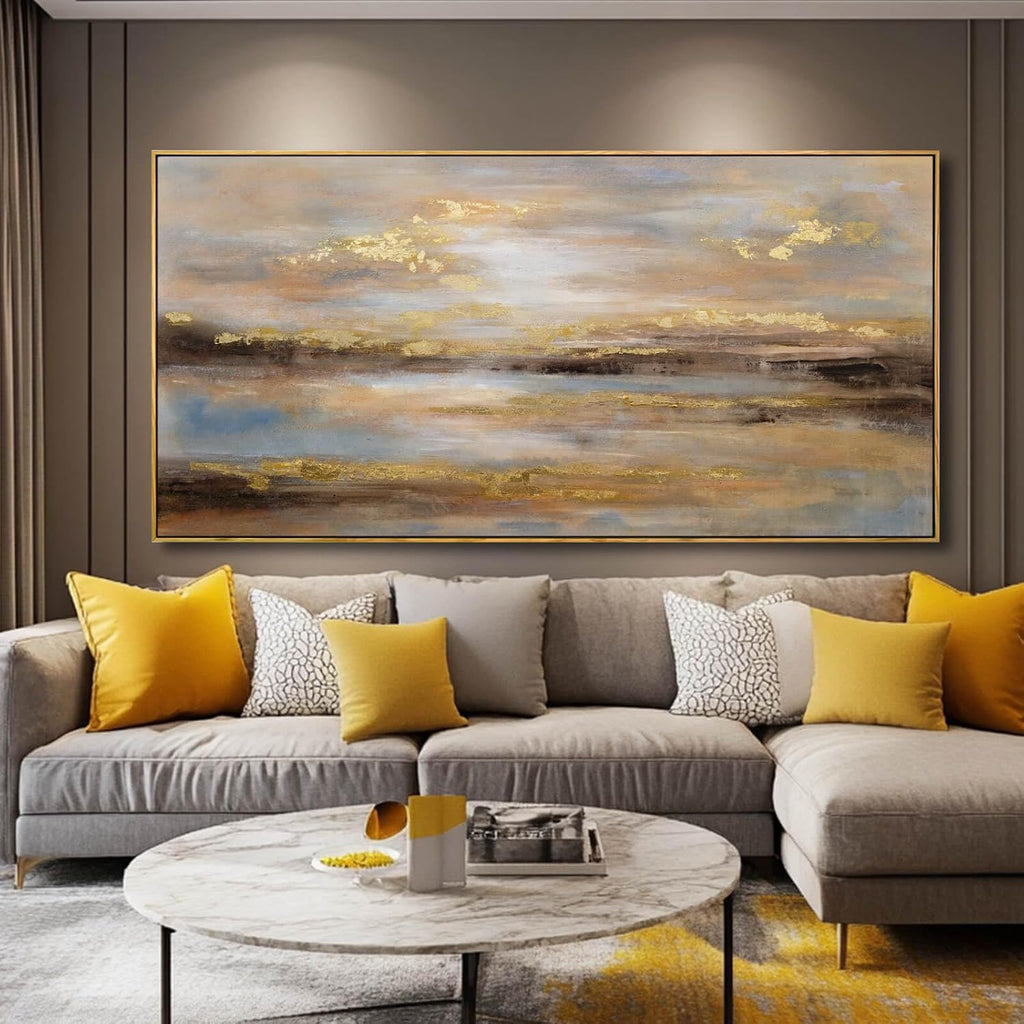 Large Framed Artwork for Living Room Abstract Bedroom Wall Art Gold Abstract Wall Decor Office Home Decor 29'x 58' Canvas Painting Wall Hanging