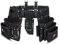 Daisy Leather PRO DL-101 Oil tanned Premium 25 pockets Heavy duty Tool Belt, Carpenter belt Pouch for Construction, Carpenter, Craftsman and Electricians workers, Black, X-Large