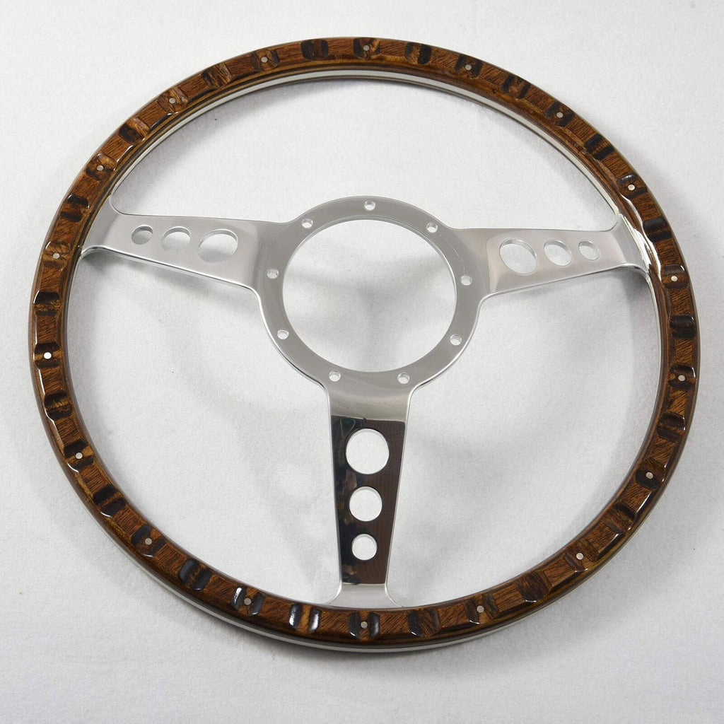 16' Classic Wood Grain Steering Wheel Restoration MGB Midget W/Horn 18 Rivets with Horn Button