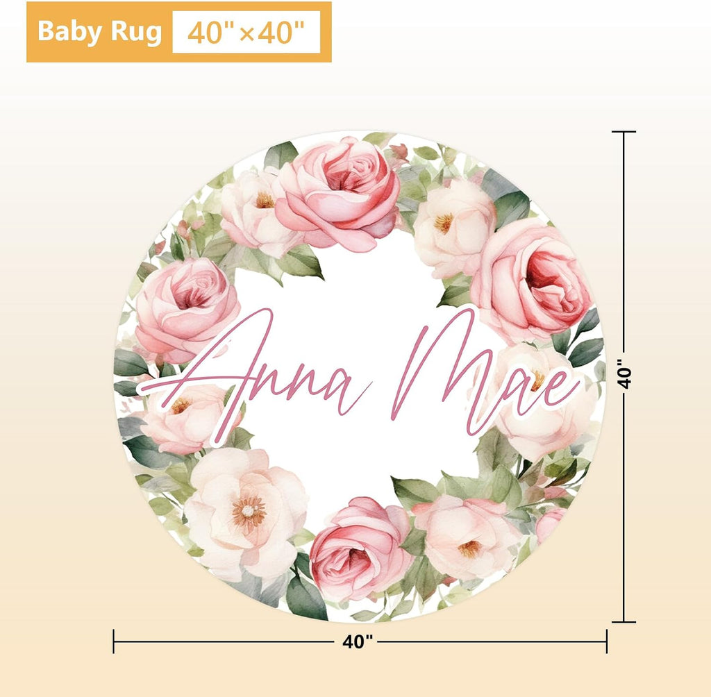 Terwex Custom Crib Bedding Set - 5 Pcs Personalized Name Pink Flowers Baby Crib Set for Infant Toddler Girl - Comfortable Double Layer Nursery Bedding Set - Customized Present for Birthday Baby Shower