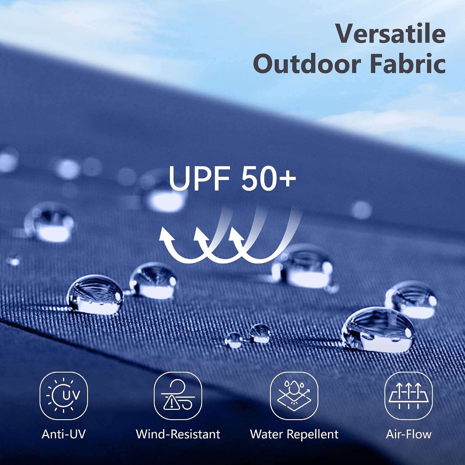 MFSTUDIO 15ft Double Sided Patio Umbrella with Solar Lights, Outdoor Large Umbrellas with Crank Handle and 36 LED Lights, Rectangular Market Umbrella with Base Included for Deck Pool Shade, Haze Blue