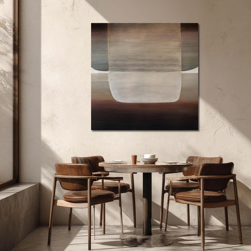 SHEYOYE Neutral Abstract Textured Wall Art Oil Painting on Canvas, Modern Minimalist Wall Decor for Living Room, Bedroom & Office, 40x40 in
