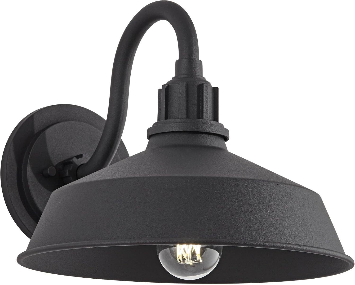 Franklin Iron Works Arnett Rustic Urban Barn Outdoor Wall Light Fixture Smooth Black Aluminum 10 1/2' Gooseneck Arm for Exterior House Porch Patio Outside Deck Garage Yard Front Door Garden Home
