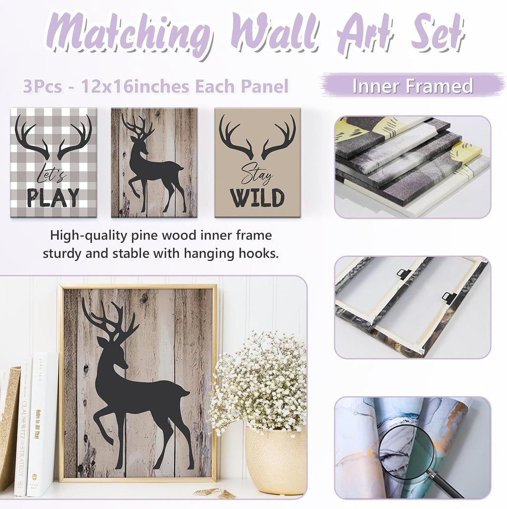Personalized Baby Crib Bedding Set, 5 Pcs Custom Name Nursery Bedding Set for Girls Boys, Woodland Deer Baby Crib Set for Toddlers Infants, Double Layer Bedding Crib Sets Customized Gifts