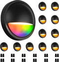 Outdoor RGB Fence Lights Wired, 3W 12V Wired LED RGB Color Changing Low Voltage Fence Lights for Outdoor Deck Post Stair Step Railing, IP65 Waterproof, ETL, Black, 12PK