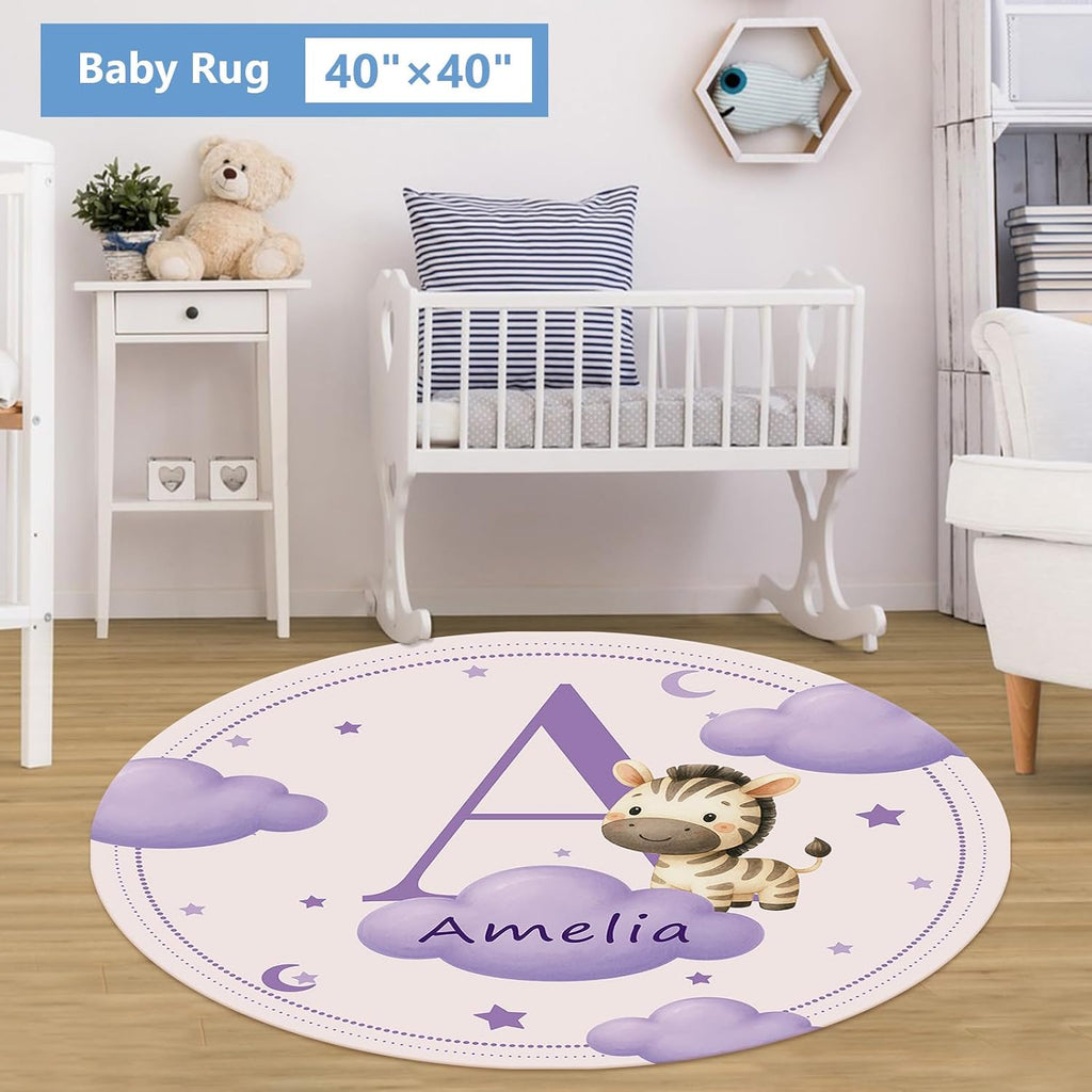 KAINSY Custom Crib Bedding Set, 5 Pcs Personalized Name Monogram Baby Crib Sets for Infants Toddlers, Purple Zebra Nursery Bedding Set for Boys Girls, Double Layer Baby Bedding Sets Customized Gifts