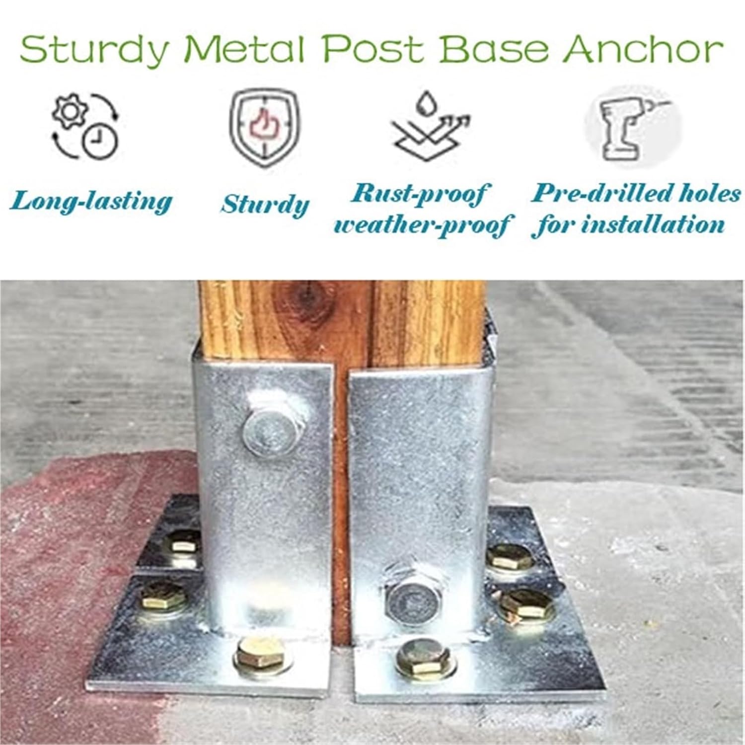 Fit 1.5x1.5 2x2 2x4 4x4 Post Universal Pergola Post Base Bracket Kit, Flange Anchor Bases for Wood/Mailbox/Fence, Stainless Steel Metal Post Bracket Base(12 pcs)