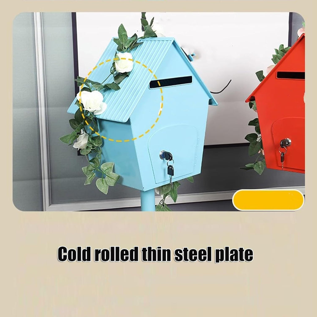 Cold Rolled Steel Mailbox with Lock Plastic Spraying Process Outdoor Vertical Rainproof Mailboxes Handmade Boxes Door Fully Open Parcel Boxes